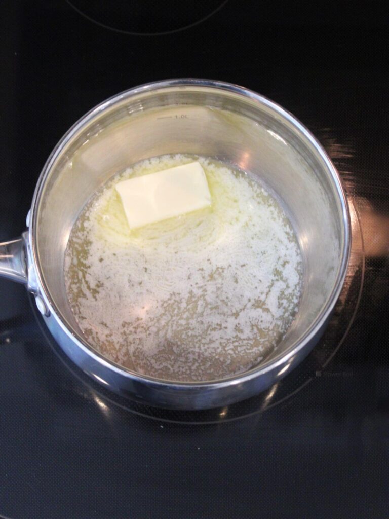 Melting butter in a stainless steel pan