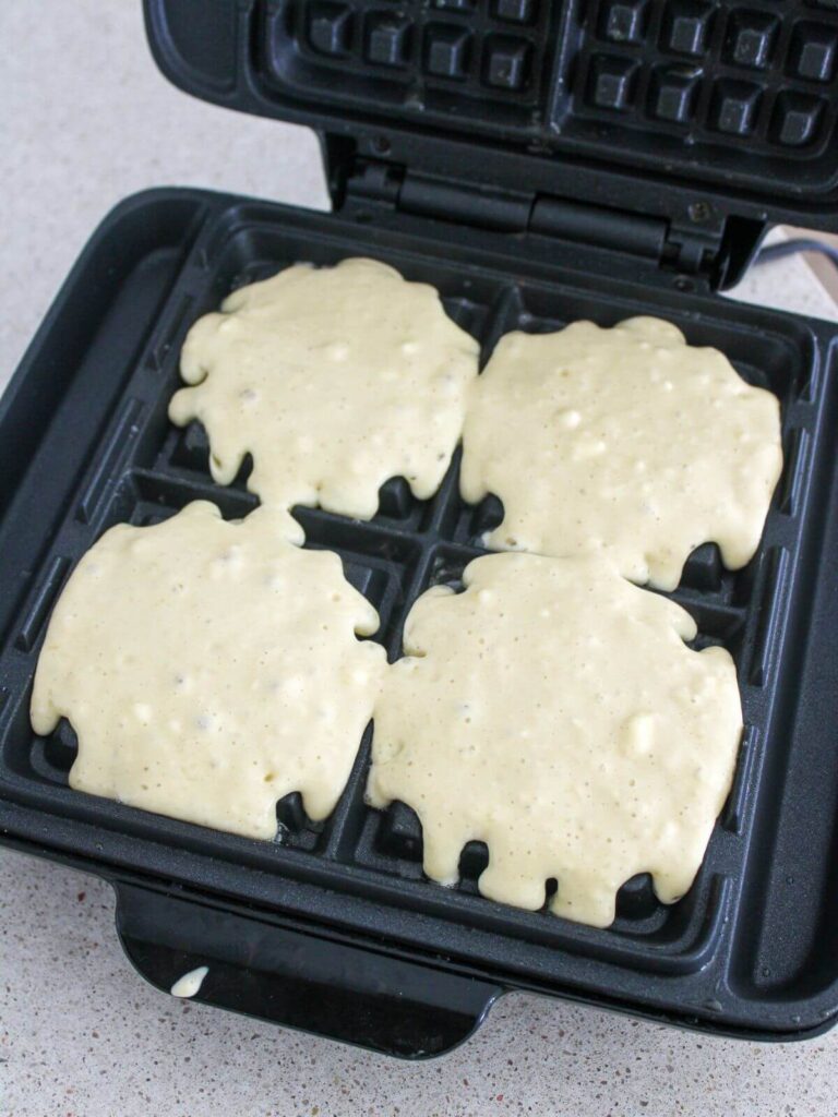 Cooking the batter in a waffle iron 