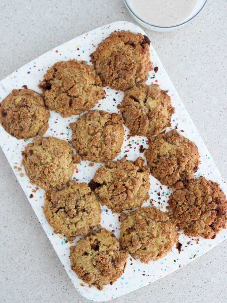 easy coffee cake muffins baked in a silicon muffin pan