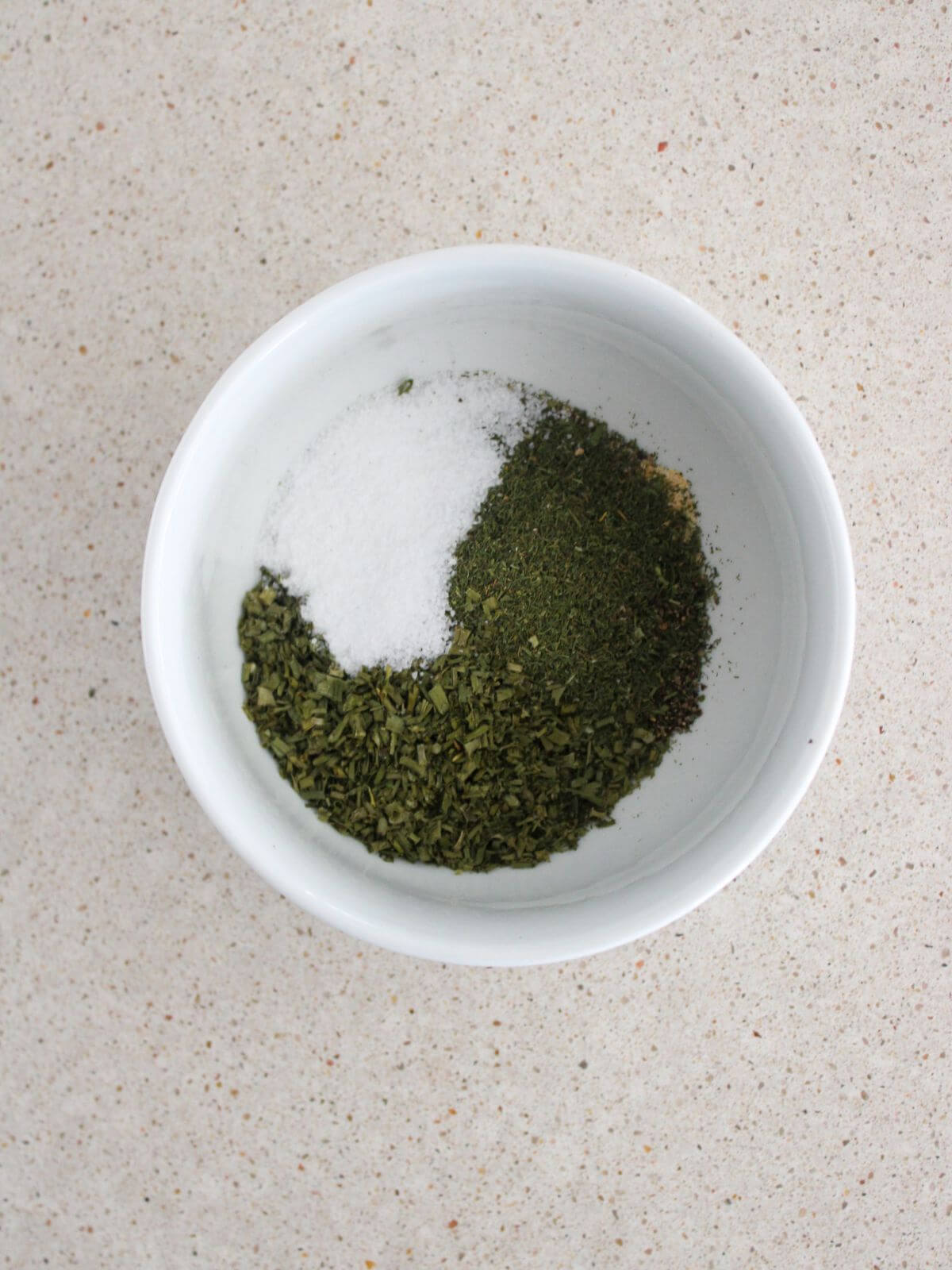 ingredients needed in a white bowl