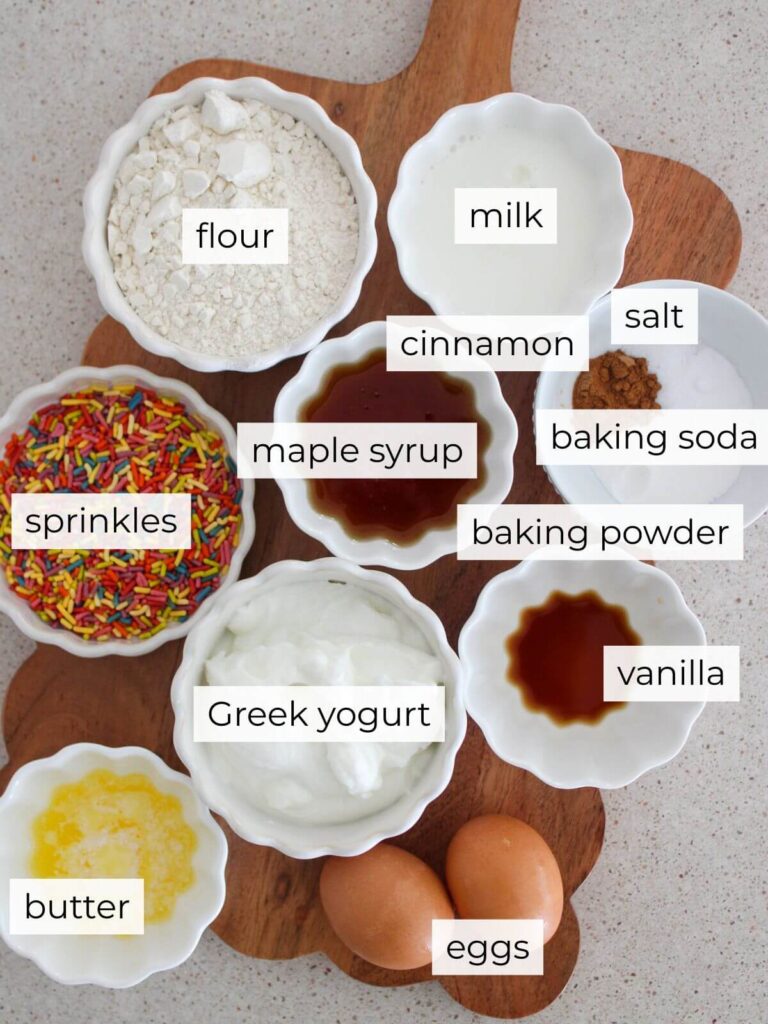 Ingredients needed for the mini pancake muffins