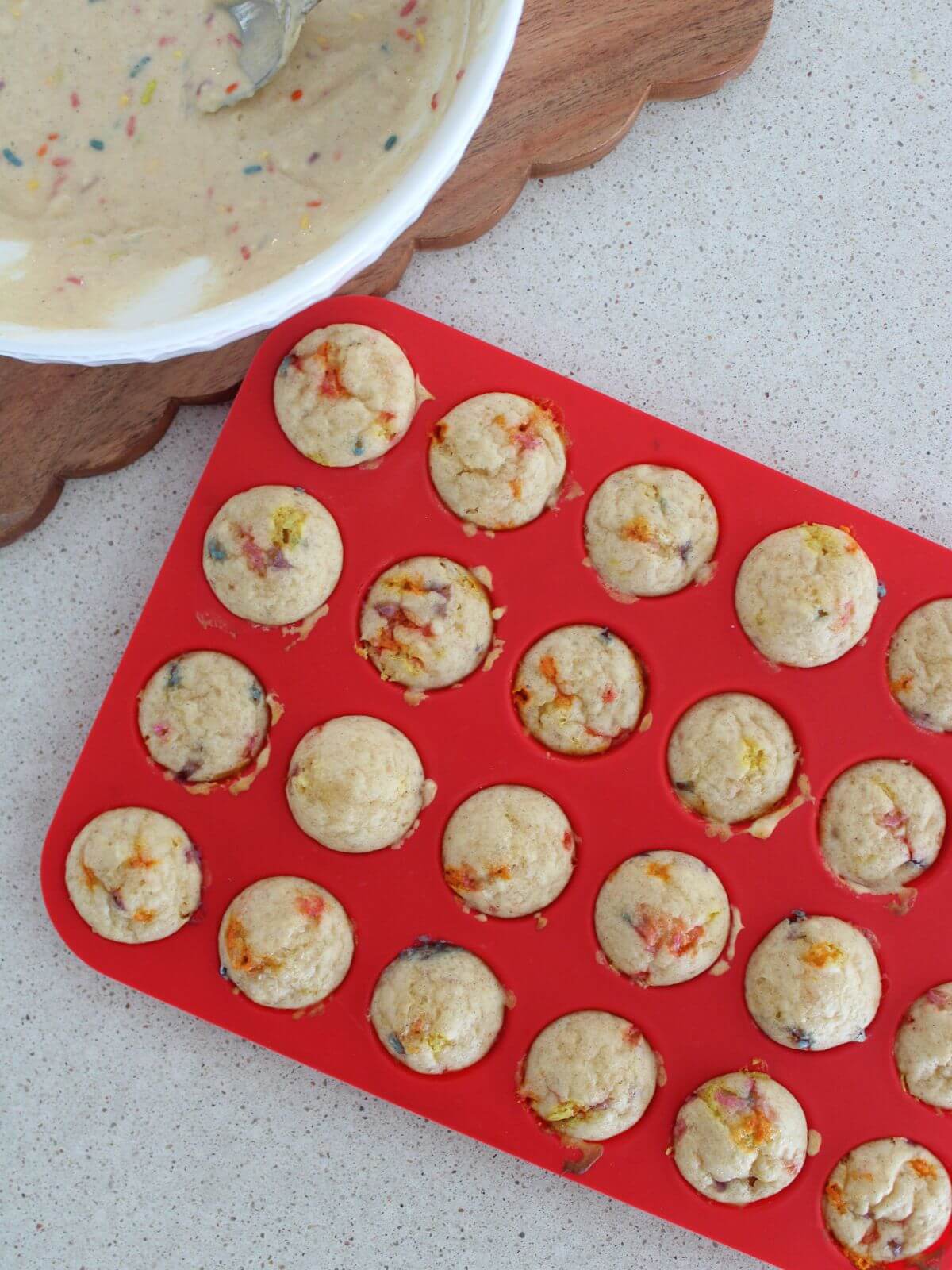baked muffins in a silicon muffin pan